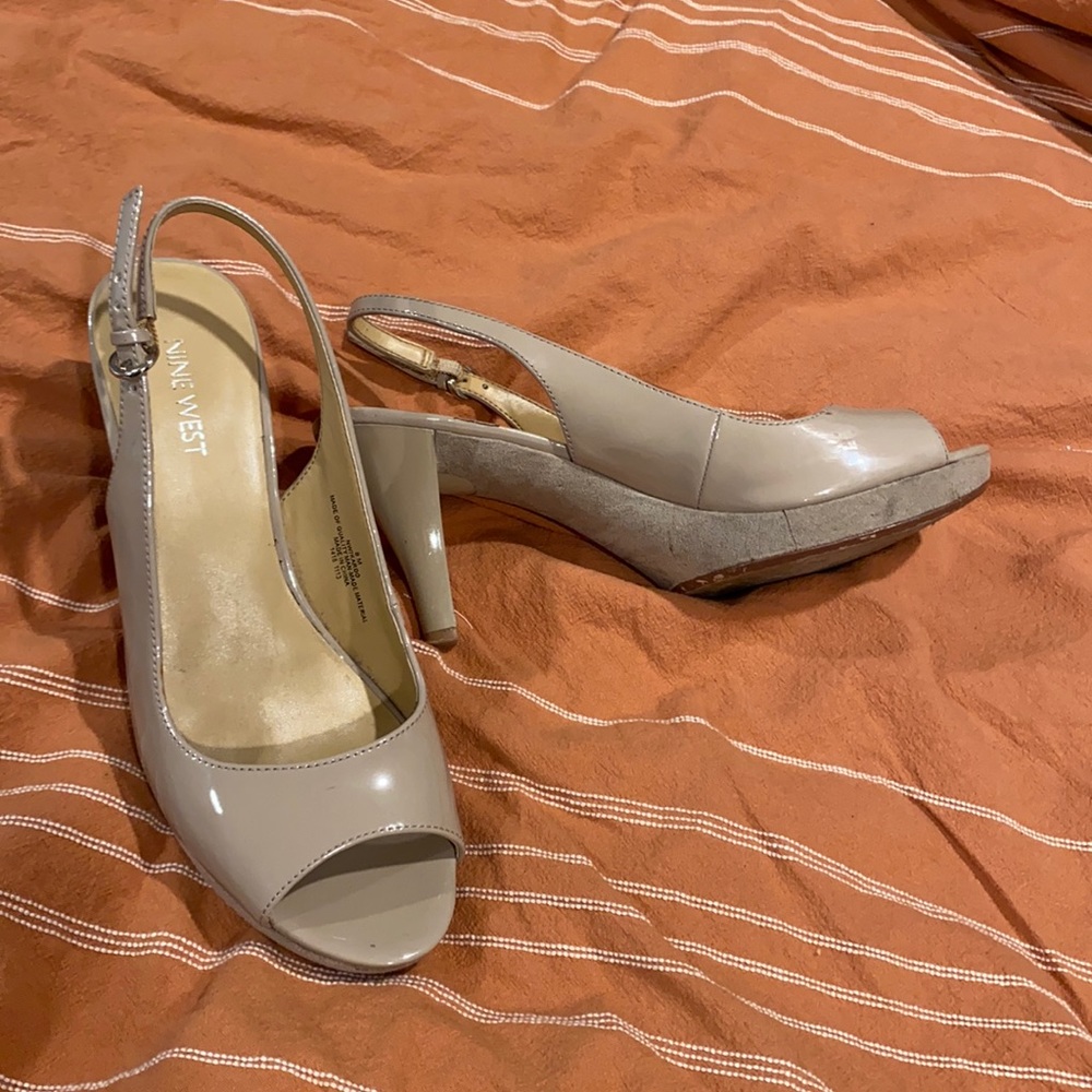 Tan heels open toe